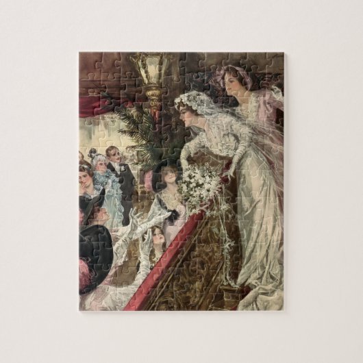 Passen getrouwd, Victoriaans bride Tossing Bouque Legpuzzel (Verticaal)