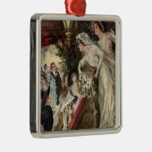  Passen getrouwd, Victoriaans bride Tossing Bouque Metalen Ornament (Rechts)