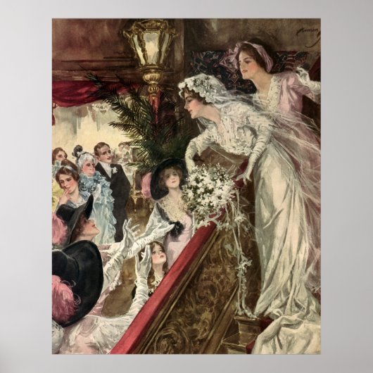  Passen getrouwd, Victoriaans bride Tossing Bouque Poster (Voorkant)