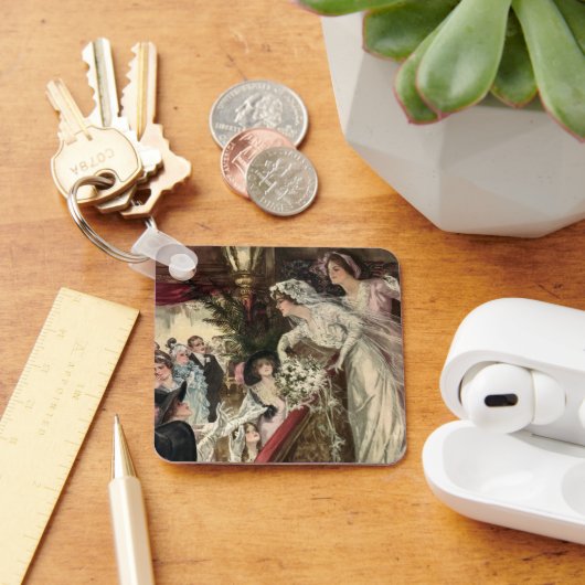  Passen getrouwd, Victoriaans bride Tossing Bouque Sleutelhanger (Bureau)
