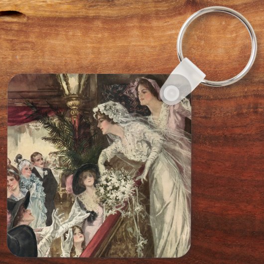  Passen getrouwd, Victoriaans bride Tossing Bouque Sleutelhanger (Achterkant)