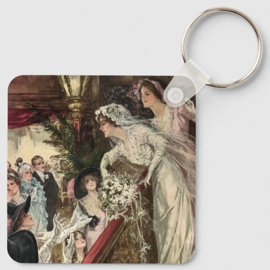  Passen getrouwd, Victoriaans bride Tossing Bouque Sleutelhanger (Achterkant)