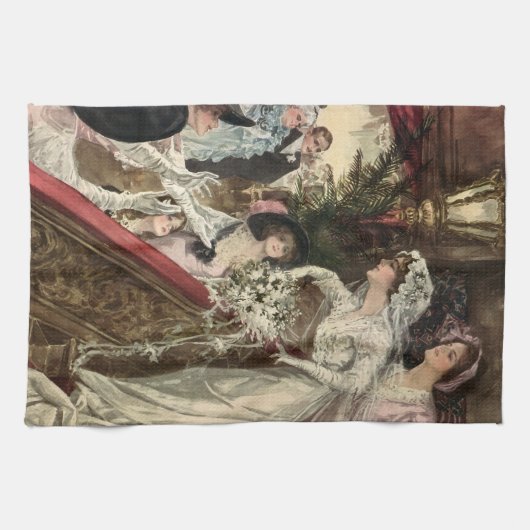 Passen getrouwd, Victoriaans bride Tossing Bouque Theedoek (Horizontaal)