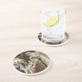 Passen getrouwd, Victoriaans bride Tossing Bouque Zandsteen Onderzetter (Zijkant)