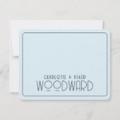 Passen getrouwd voor bruiloft Blue Embossed Linen Notitiekaartje (Voorkant)