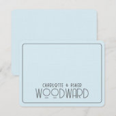 Passen getrouwd voor bruiloft Blue Embossed Linen Notitiekaartje (Voorkant / Achterkant)