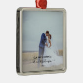 Passen getrouwd voor eerste kerstfoto-handtekening metalen ornament (Rechts)