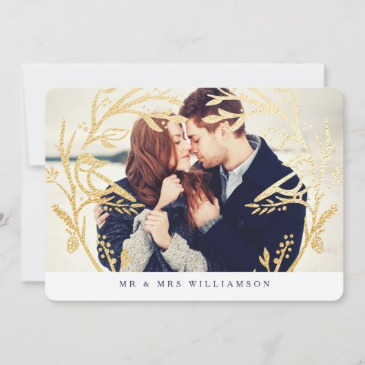 Passen getrouwd voor Regal Gold Bird & Branch Mono Feestdagenkaart (Voorkant)