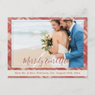 Passen getrouwd vrolijk ooit na rode kerstfoto feestdagenkaart