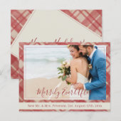 Passen getrouwd vrolijk ooit na rode kerstfoto feestdagenkaart (Voorkant / Achterkant)