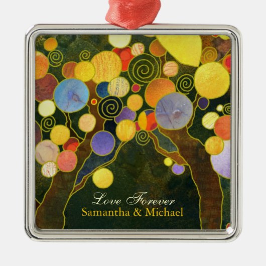Passen getrouwd weddenschap-cadeautje: Love Trees Metalen Ornament (Voorkant)