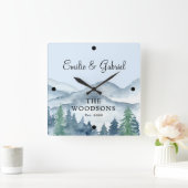 Passen getrouwd Weddenschap Rustic Forest Square W Vierkante Klok (Huis)