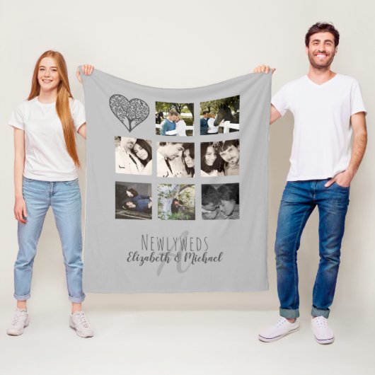 Passen getrouwd Wedding Gift Monogrammed Foto Coll Fleece Deken (In situ)