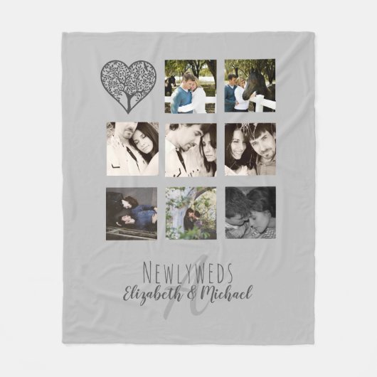 Passen getrouwd Wedding Gift Monogrammed Foto Coll Fleece Deken (Voorkant)