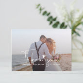 Passen getrouwd Wedding Photo Hand-Lettered Bedankkaart (Staand voorkant)