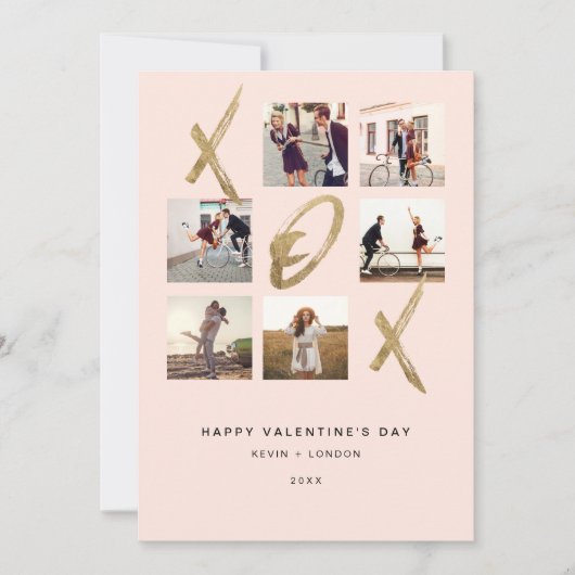 Passen getrouwd X O X Hugs & Kisses Photo Grid Col Feestdagenkaart (Voorkant)