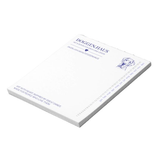 Passend bij het briefhoofd van de Stamp Great Dane Notitieblok (Linkerzijde)