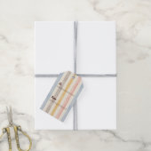 Passend, gedempte roze, gele en blauwe gestreepte cadeaulabel (Met Touw)