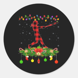 Passende Buffalo Plaid Zachte Sport Kerst Pijama Ronde Sticker