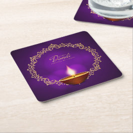 Passende Happy Diwali Paars Kartonnen Onderzetters