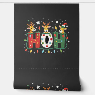 Passende Kerstmis Kerstman Hoed Ho Ho Ho Giraffe A Behang
