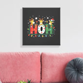 Passende Kerstmis Kerstman Hoed Ho Ho Ho Giraffe A Canvas Afdruk (Insitu (Woonkamer))