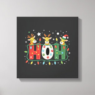 Passende Kerstmis Kerstman Hoed Ho Ho Ho Giraffe A Canvas Afdruk