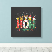 Passende Kerstmis Kerstman Hoed Ho Ho Ho Giraffe A Canvas Afdruk (Insitu (Houten vloer))