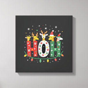 Passende Kerstmis Kerstman Hoed Ho Ho Ho Giraffe A Canvas Afdruk
