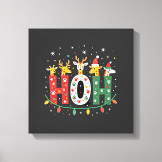 Passende Kerstmis Kerstman Hoed Ho Ho Ho Giraffe A Canvas Afdruk
