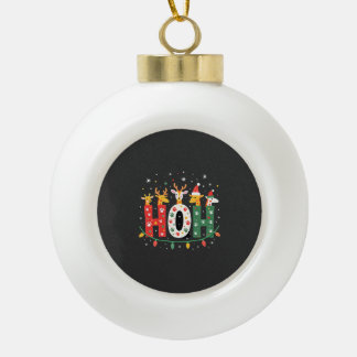 Passende Kerstmis Kerstman Hoed Ho Ho Ho Giraffe A Keramische Bal Ornament