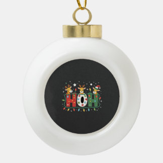 Passende Kerstmis Kerstman Hoed Ho Ho Ho Giraffe A Keramische Bal Ornament