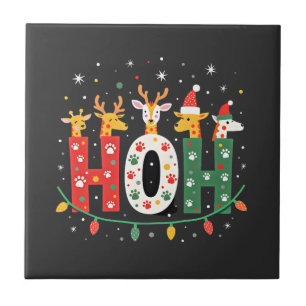 Passende Kerstmis Kerstman Hoed Ho Ho Ho Giraffe A Tegeltje