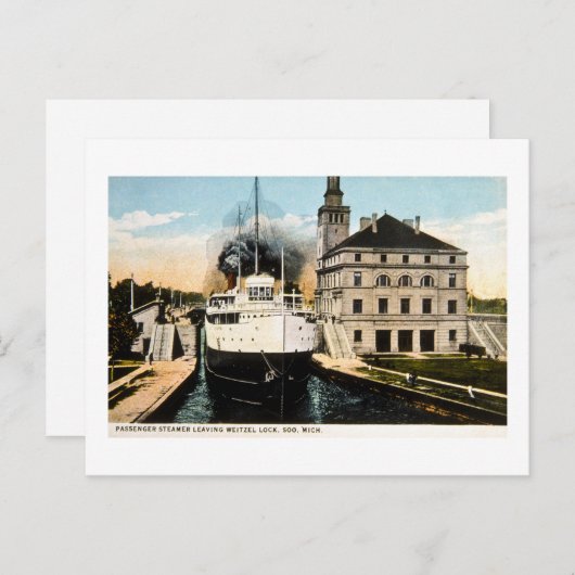 Passenger Steamer Juanita Leaving Weitzel Lock Briefkaart (Voorkant / Achterkant)