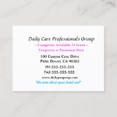 Passie Bloem daar om u te helpen zorgverlener Visitekaartje (Achterkant)