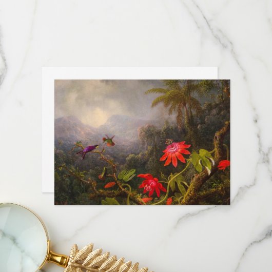 Passie Bloemen met Drie Kolibries Bedankkaart (Voorkant / Achterkant in situ)