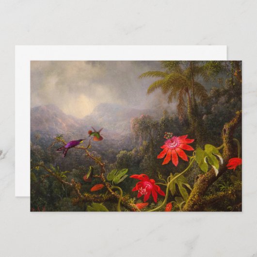 Passie Bloemen met Drie Kolibries Bedankkaart (Voorkant / Achterkant)