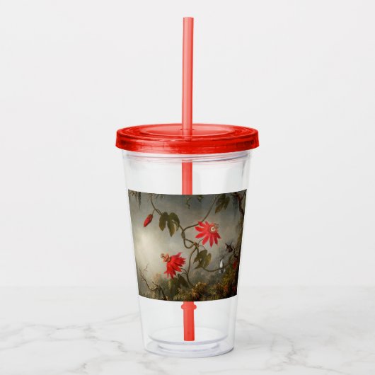 Passie Bloemen met kolibries Kop Acryl Drinkbeker (Voorkant)