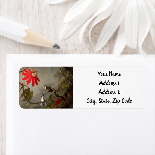 Passie Bloemen met kolibries Kop Etiket (Insitu)