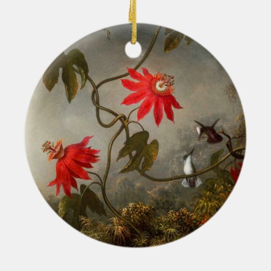 Passie Bloemen met kolibries Kop Keramisch Ornament (Achterkant)