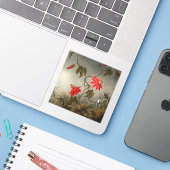 Passie Bloemen met kolibries Kop Sticker (Laptop met iPhone)