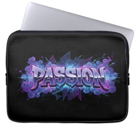 Passie Cyberpunk Typografie – Trillende Moderne Wo Laptop Sleeve