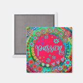 Passie Leuk Rood Kleurrijke Floral Inspirivity Magneet (Voorkant / Achterkant)