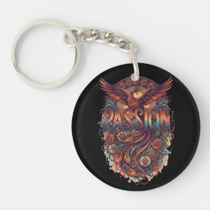 Passie Phoenix Vintage Kunstontwerp – Bagage Label Sleutelhanger