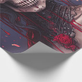 Passie & Pijn, Dark Queen. Gotische schedel & Roze Cadeaupapier (Hoek)