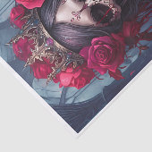 Passie & Pijn, Dark Queen. Gotische schedel & Roze Tissuepapier (Detail)