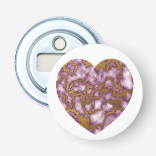 Passie Roze en Goud Marmeren Textuur Hart Button Flesopener