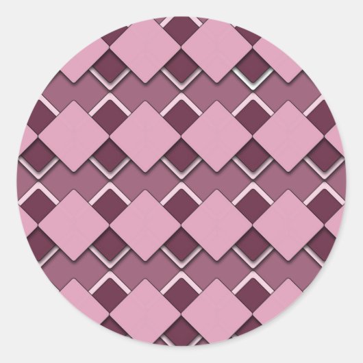 Passie Roze Vierkant en Diamant Geruit Patroon Ronde Sticker (Voorkant)