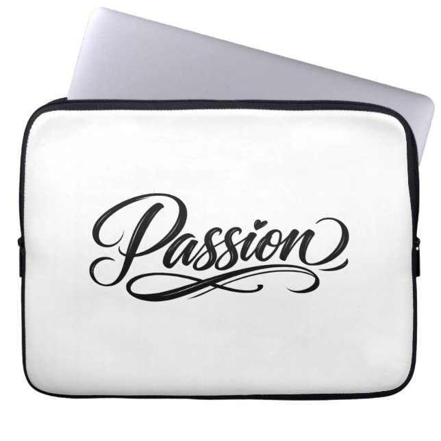 Passie Script | Elegante Minimalistische Typografi Laptop Sleeve (Voorkant)