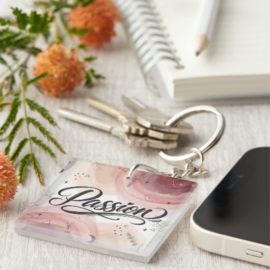Passie Script | Elegante Minimalistische Typografi Sleutelhanger (Voorkant Rechts)